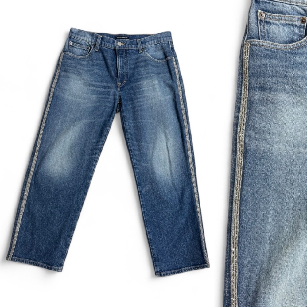 Lucky Brand • Mid Rise Authentic Straight Leg Beaded Side Jeans 10/30W